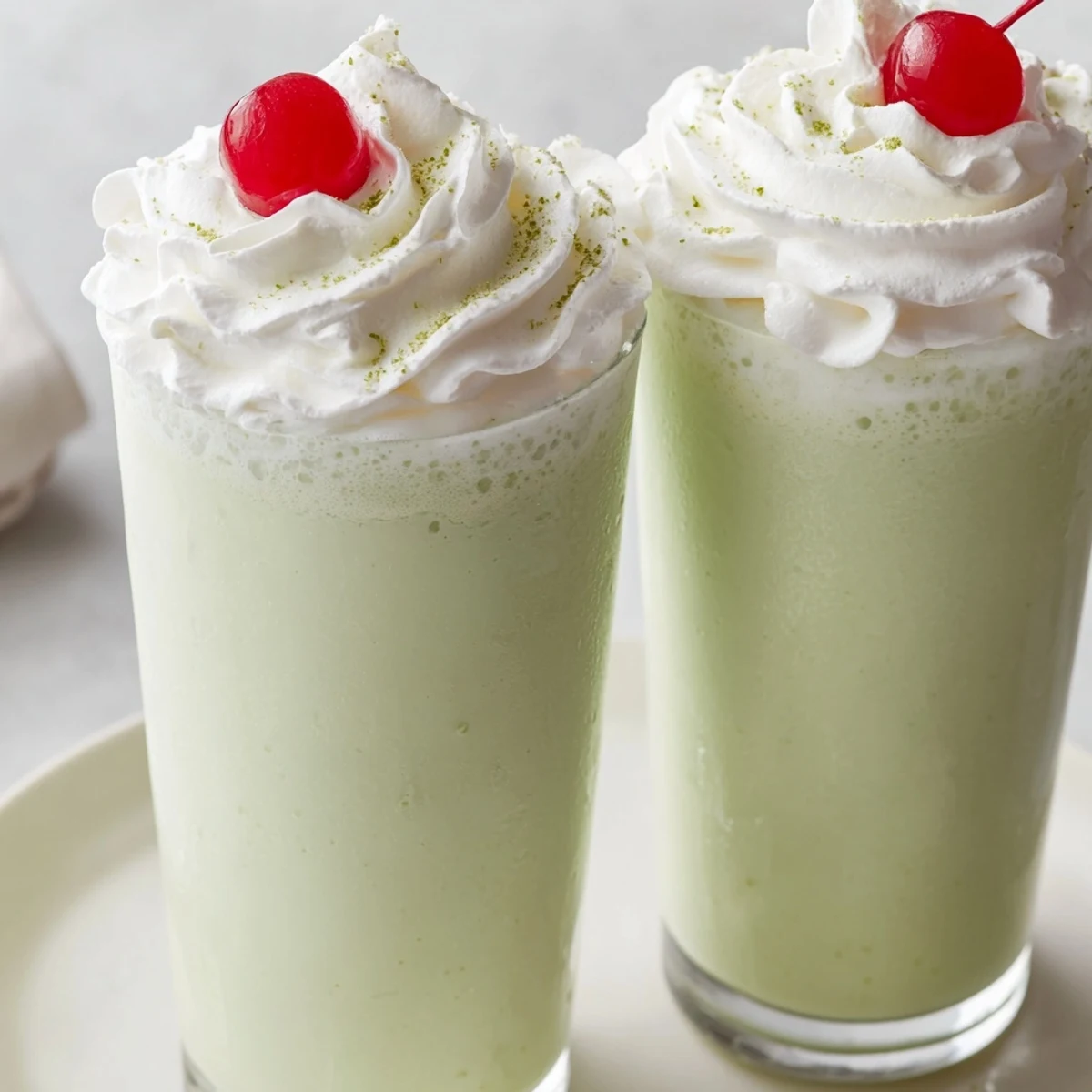 A refreshing Homemade Copycat Shamrock Shake served with a straw, perfect for a cool St. Patrick's Day treat.