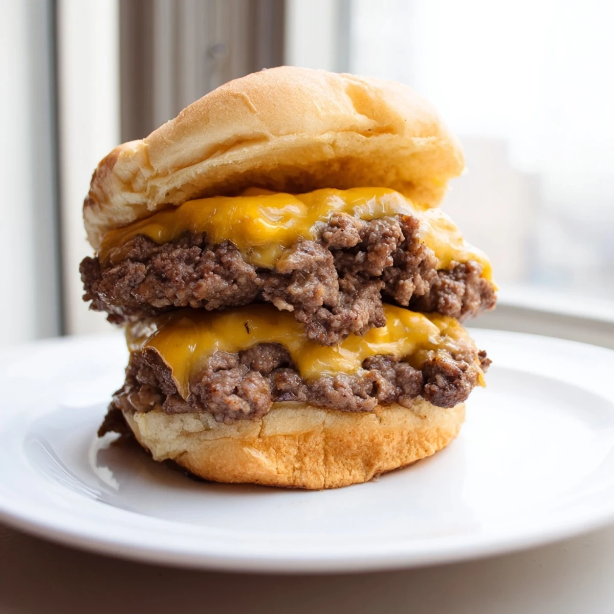 The Flying Dutchman Burger features golden-brown beef patties layered with cheese, perfect for a low-carb dinner.