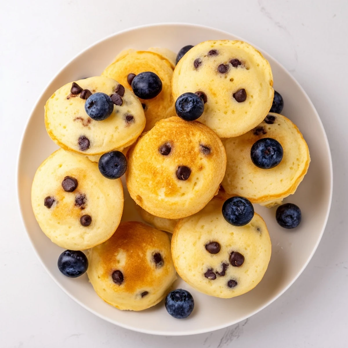 Freshly baked Pancake Poppers with a golden, fluffy exterior and tender center, served warm with maple syrup drizzle.  