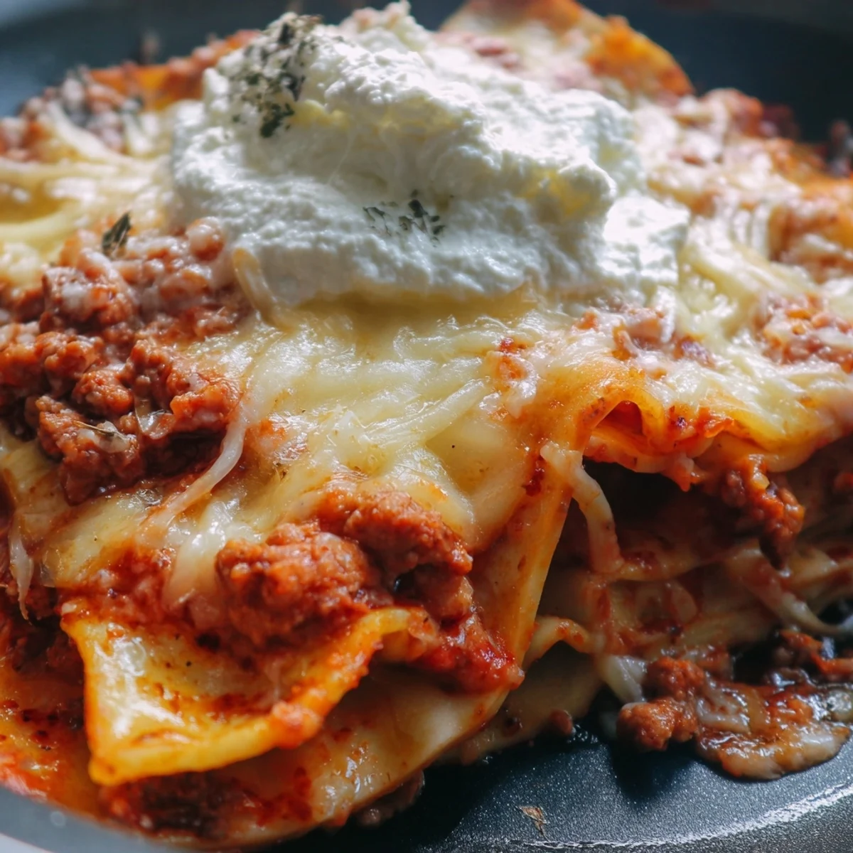 In a single pan, the Cheats Frypan Lasagne bubbles with rich meat sauce, soft pasta, and melted mozzarella cheese.