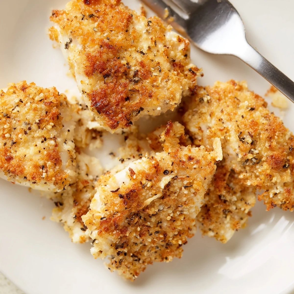 Freshly baked Baked Garlic Parmesan Chicken emerges from the oven with a crunchy panko topping, served warm and ready to pair with a crisp green salad.