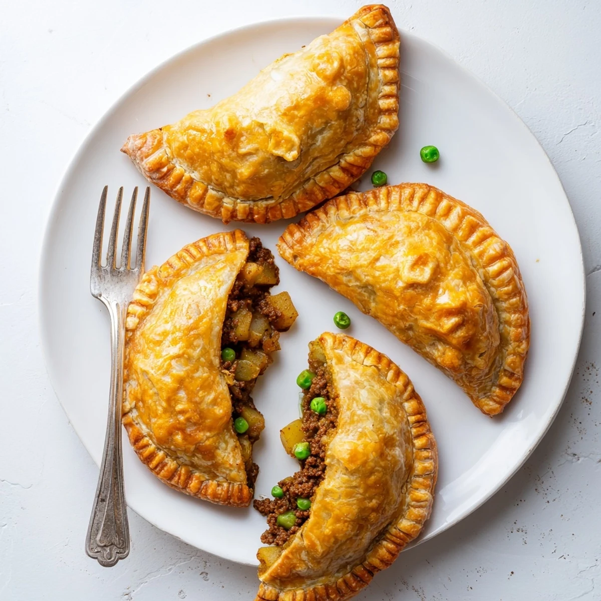Golden curry puffs with beef featuring flaky pastry and savory spiced filling