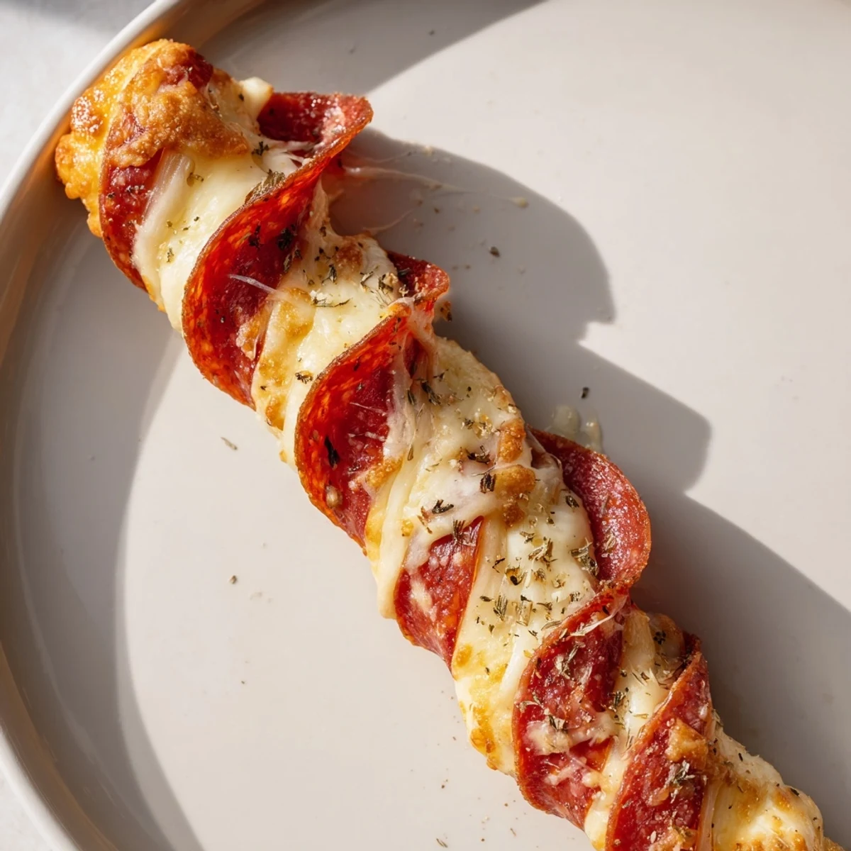 Festive twisted dough sticks brushed with garlic butter and sprinkled with Parmesan herbs for holiday parties