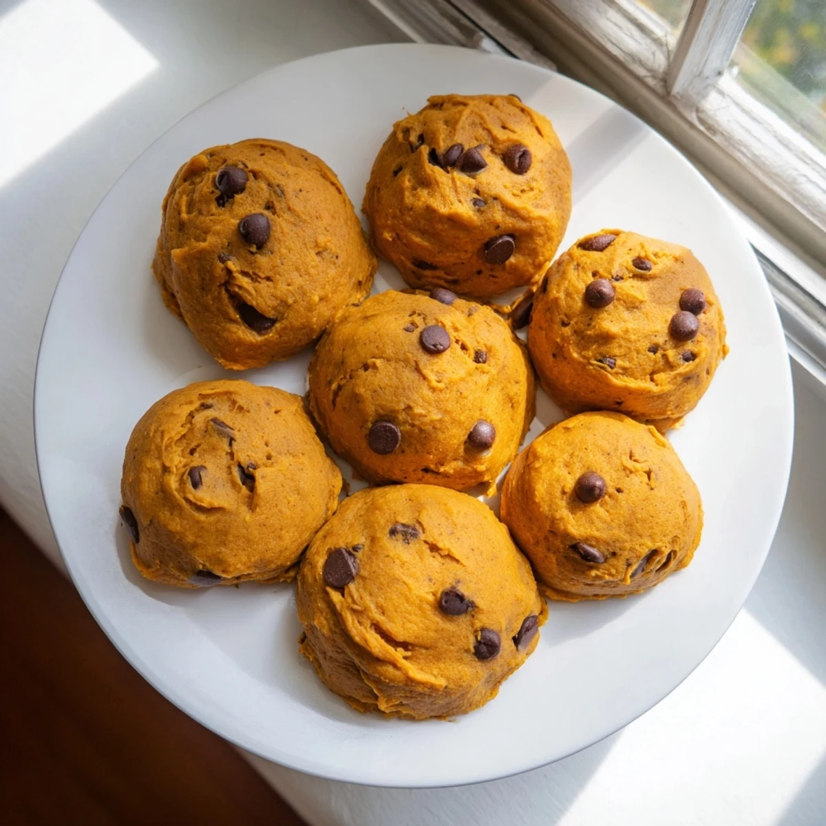 Golden soft pumpkin cookies stacked on a white wire cooling rack with autumn leaves scattered nearby