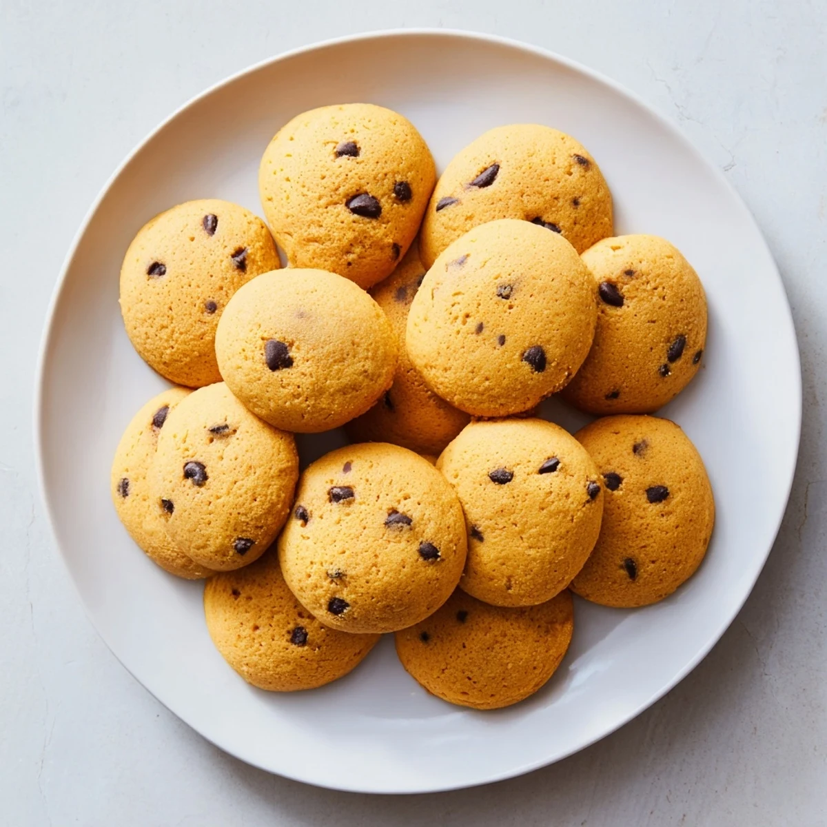 Cakey soft pumpkin cookies drizzled with white glaze and served on a rustic wooden cutting board