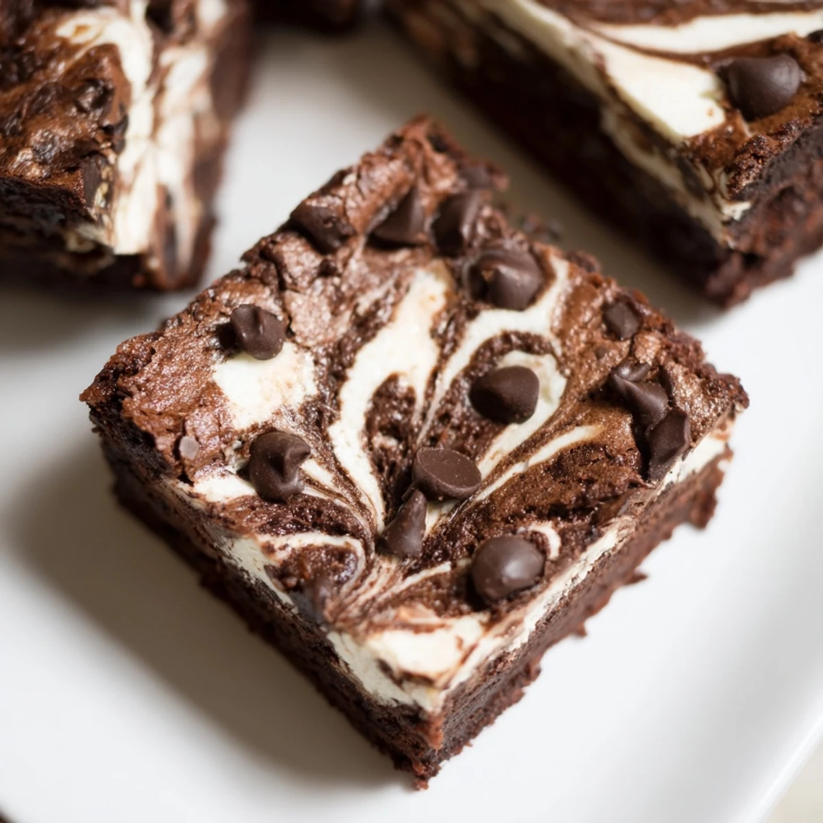 Fudgy cottage cheese brownies with a creamy vanilla swirl baked to perfection