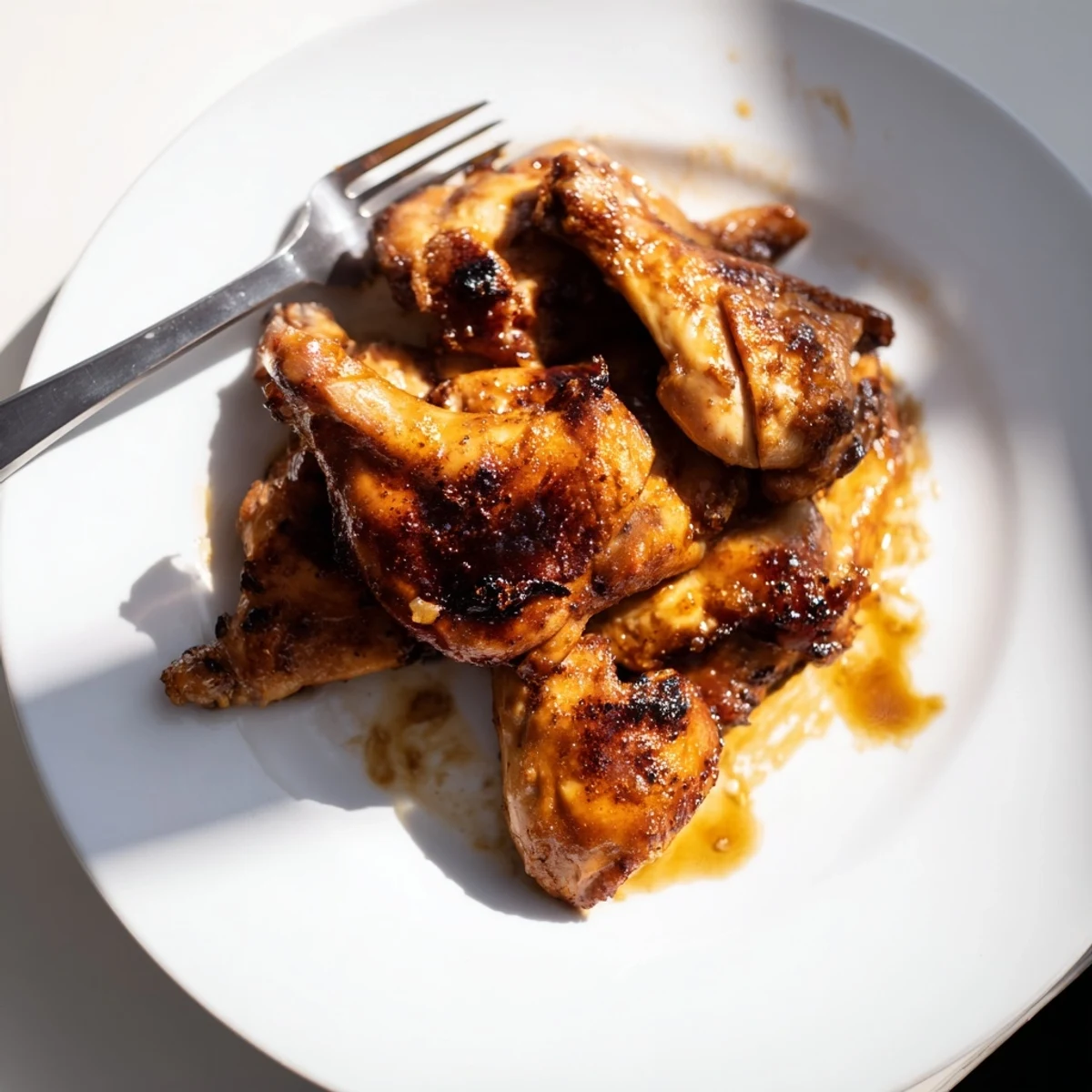 Whole roasted chicken pieces in Ina Gartens Indonesian Ginger Chicken marinade with ginger and garlic