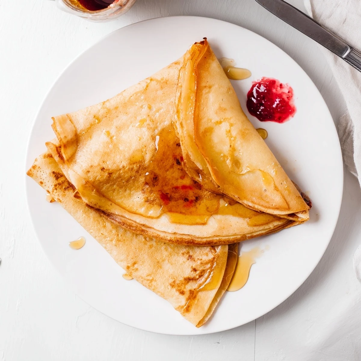 Golden brown Meloui Moroccan pancakes stacked high with honey dripping down the flaky layered edges