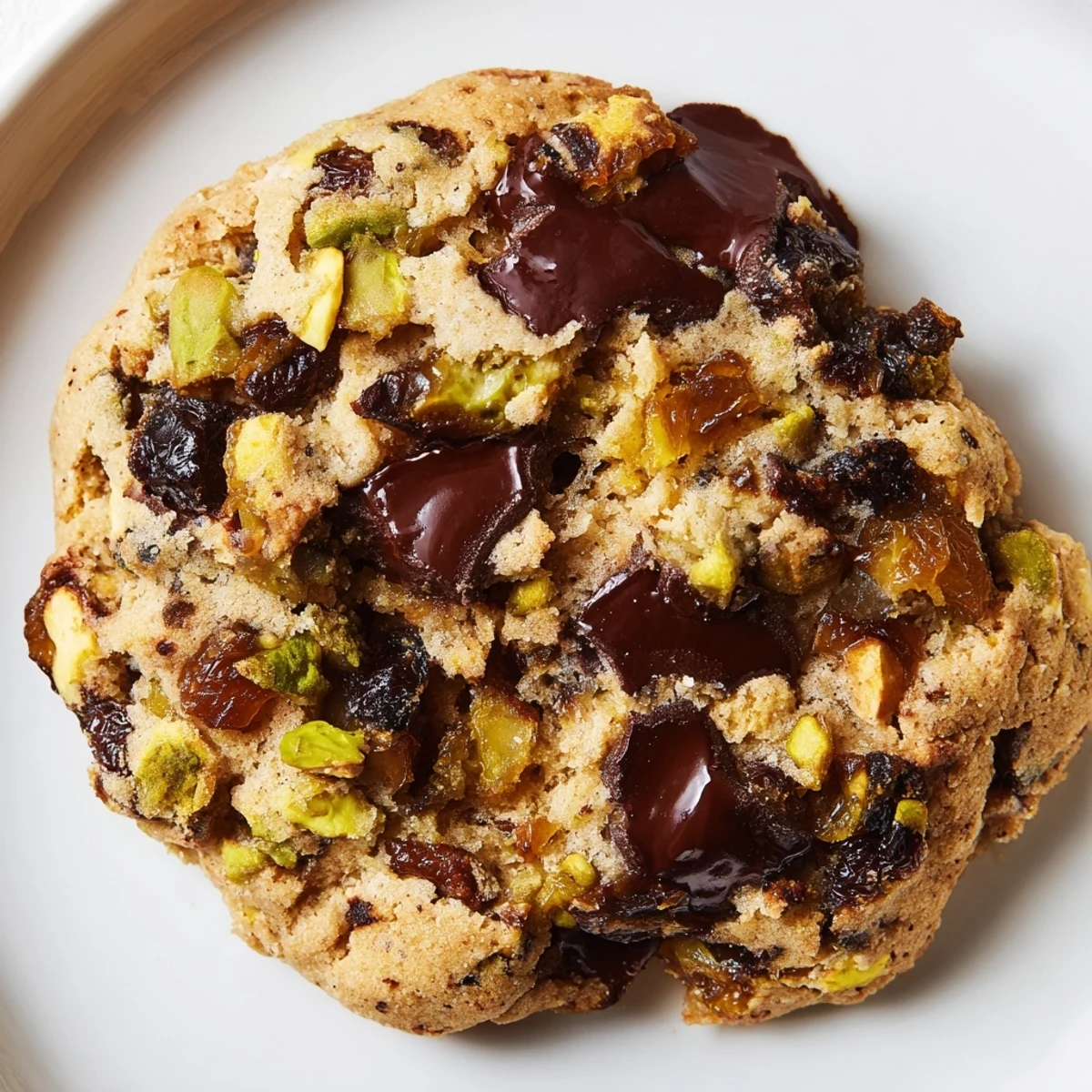 Freshly baked Dubai chewy cookie with soft center and aromatic cardamom spice visible in the dough