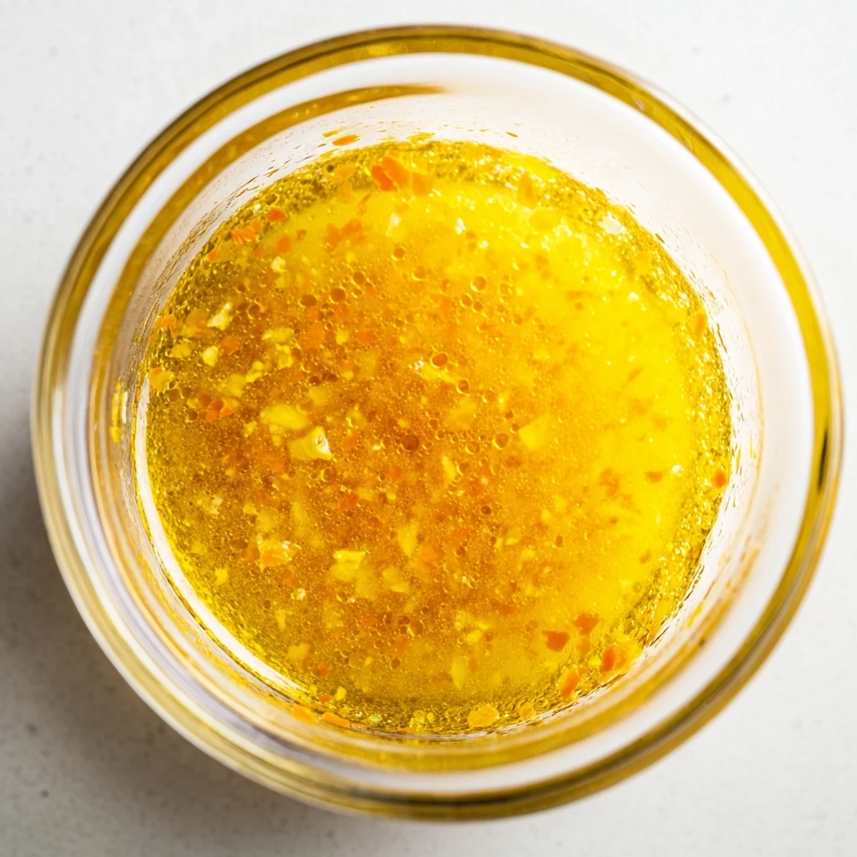 Bright homemade citrus vinaigrette with flecks of zest whisked until silky smooth