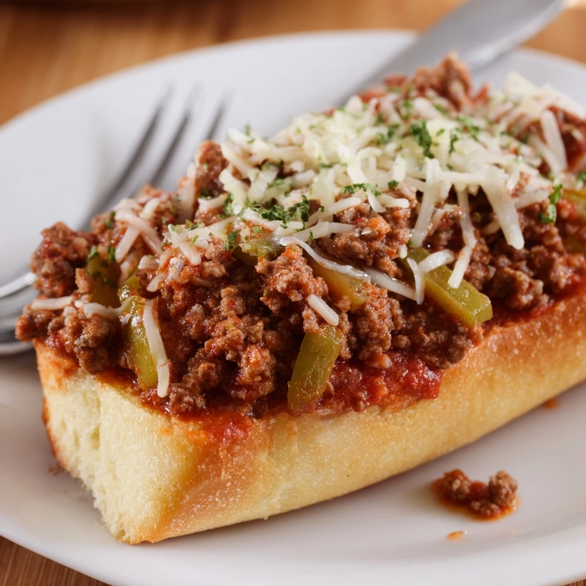 Family-style platter of Garlic Bread Sloppy Joes served hot with tangy coleslaw