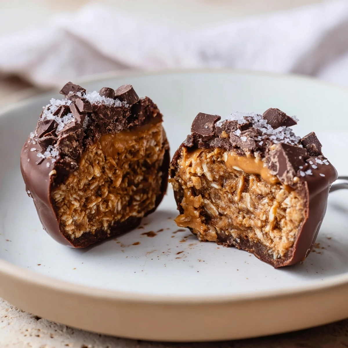 Homemade Brownie Protein Bites chilled on a tray, glossy dark cocoa sheen