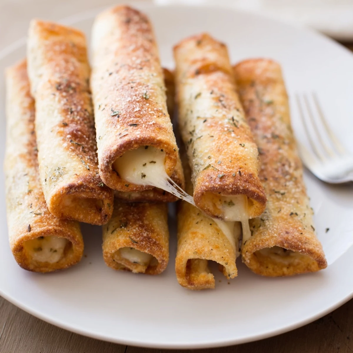 Warm Crispy Cheesy Roll Ups served with marinara, crunchy buttered exterior