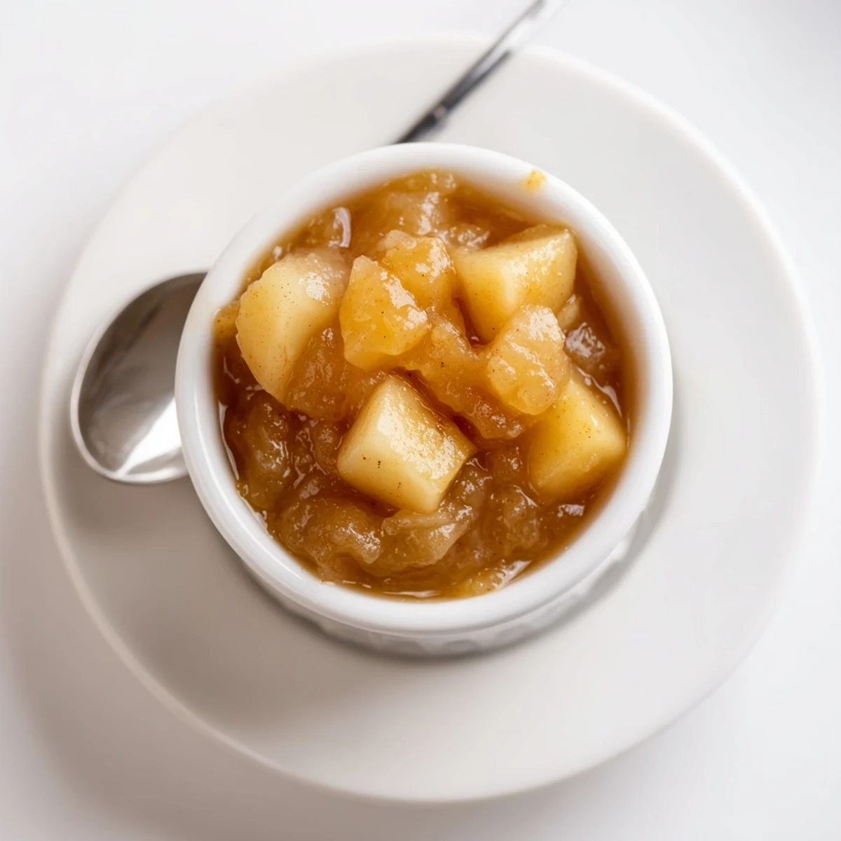 Fall Caramel Apple Jam spread glistening on toast, cinnamon scented, chunky apples