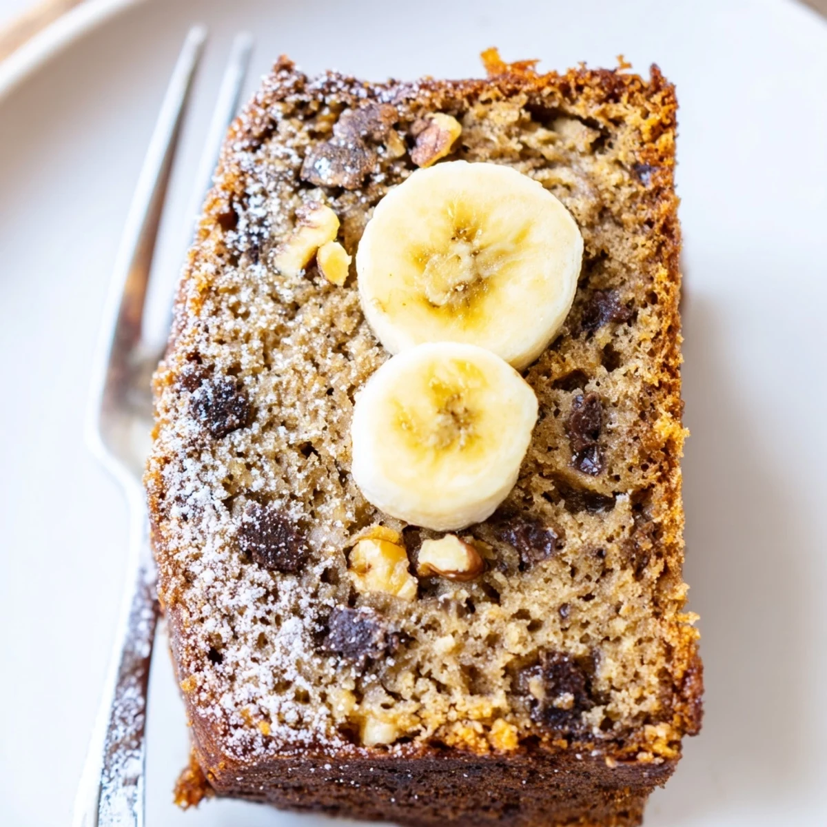Warm Banana Bread Cake Recipe on wire rack, golden crust, moist crumb.