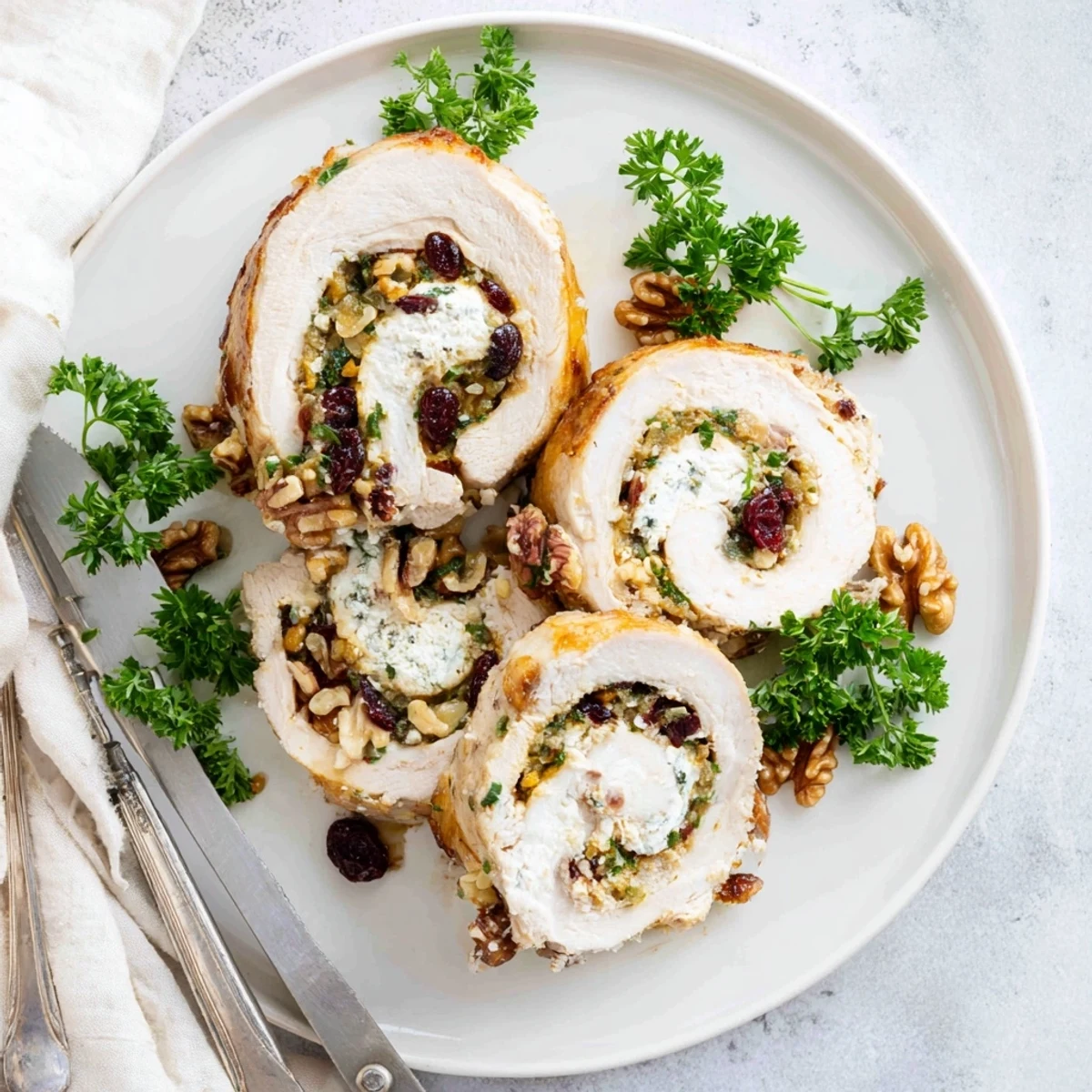 Holiday-worthy stuffed turkey breast roasted with honey balsamic glaze and elegant cranberry goat cheese center