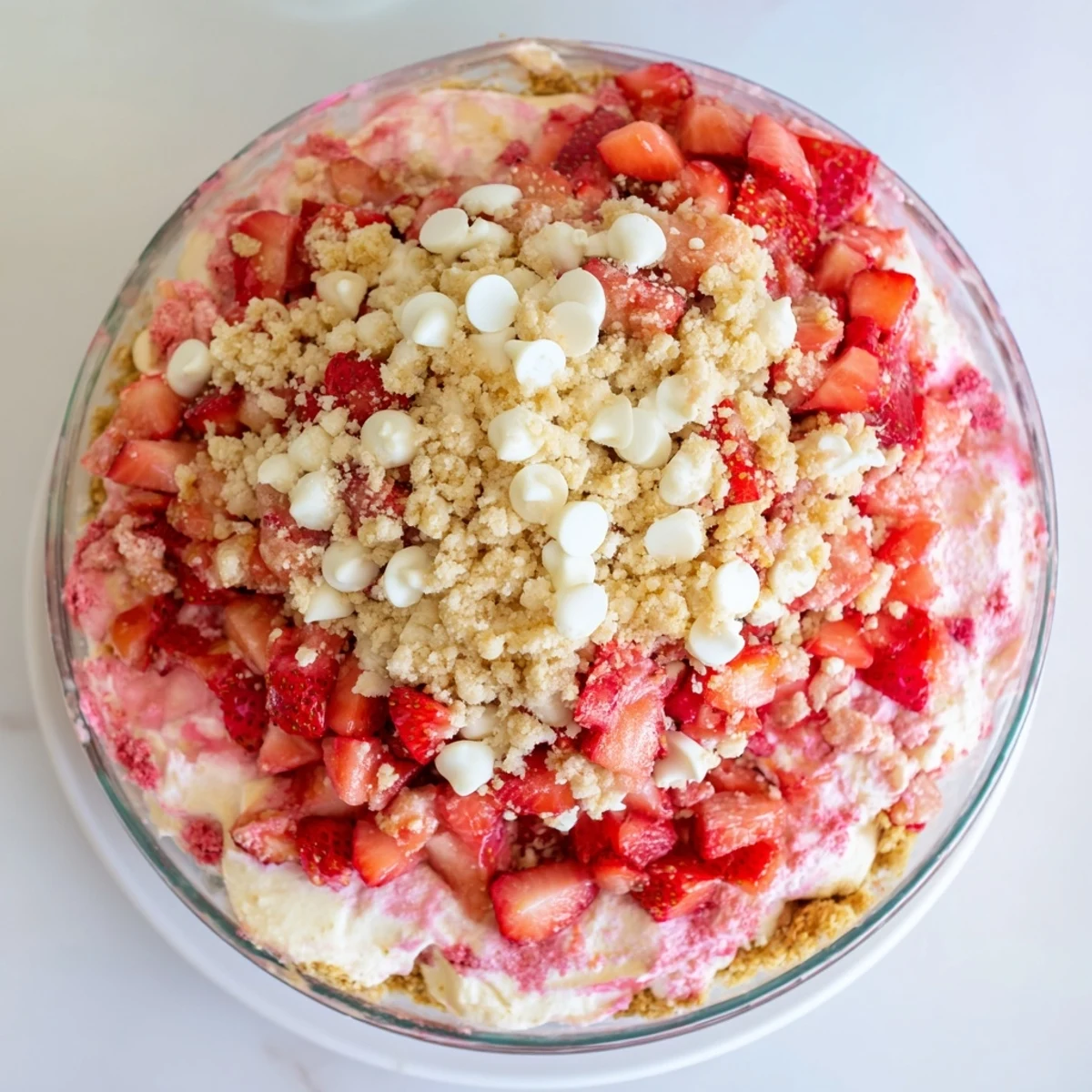 Golden baked strawberry cheesecake crunch layered with fresh berries and creamy whipped cheesecake filling