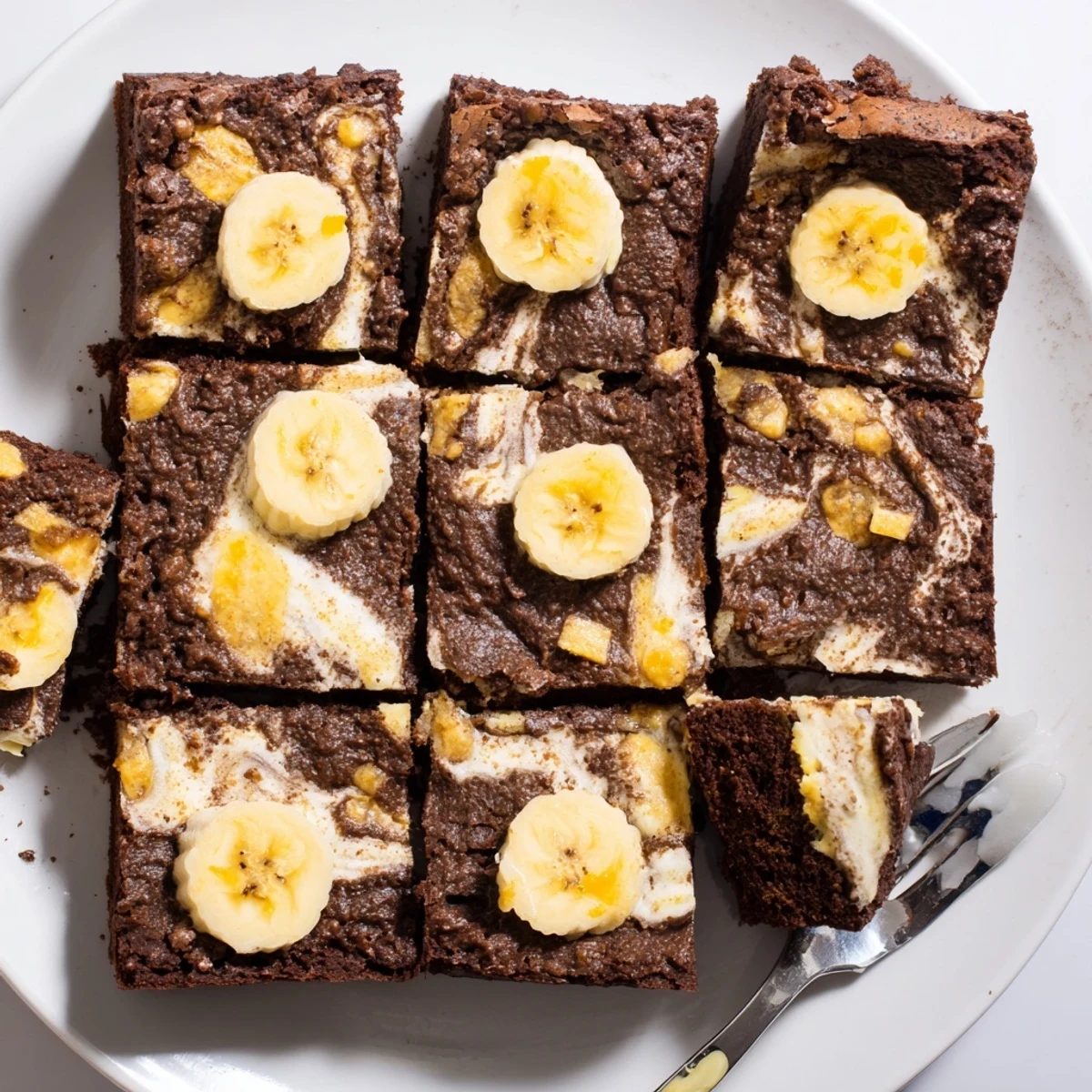 Warm Banana Pudding Brownies cooling in pan, fudgy center and banana aroma