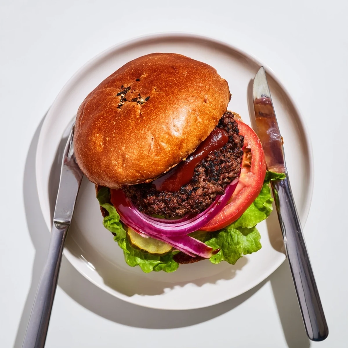 Juicy coffee rub burgers with smoky BBQ sauce, grilled to caramelized perfection on a charred bun.